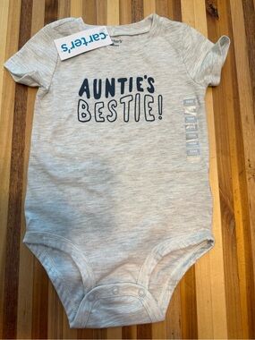 Cartier Heather Gray Baby One-Piece Bodysuit with Navy Print